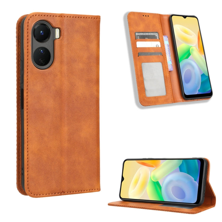 Magnetic Buckle Retro Texture Leather Phone Case, For vivo Y17s 4G, For vivo V29e 5G, For vivo Y27 / Y36 5G / 4G, For vivo Y35+ 5G, For vivo S17 5G / S17 Pro, For vivo S17e, For vivo Y78 Plus, For vivo Y16 / iQOO Z7i, For vivo Y100 5G                  ...