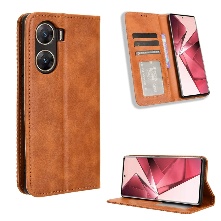 Magnetic Buckle Retro Texture Leather Phone Case, For vivo Y17s 4G, For vivo V29e 5G, For vivo Y27 / Y36 5G / 4G, For vivo Y35+ 5G, For vivo S17 5G / S17 Pro, For vivo S17e, For vivo Y78 Plus, For vivo Y16 / iQOO Z7i, For vivo Y100 5G                  ...