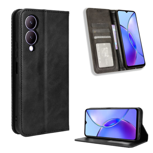 Magnetic Buckle Retro Texture Leather Phone Case, For vivo Y17s 4G, For vivo V29e 5G, For vivo Y27 / Y36 5G / 4G, For vivo Y35+ 5G, For vivo S17 5G / S17 Pro, For vivo S17e, For vivo Y78 Plus, For vivo Y16 / iQOO Z7i, For vivo Y100 5G                  ...