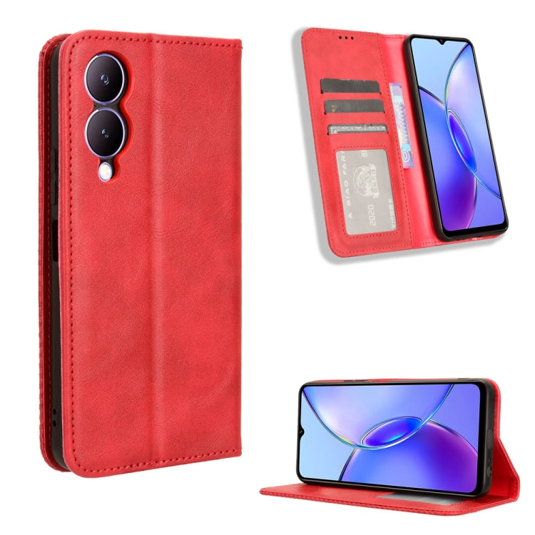 Magnetic Buckle Retro Texture Leather Phone Case, For vivo Y17s 4G, For vivo V29e 5G, For vivo Y27 / Y36 5G / 4G, For vivo Y35+ 5G, For vivo S17 5G / S17 Pro, For vivo S17e, For vivo Y78 Plus, For vivo Y16 / iQOO Z7i, For vivo Y100 5G                  ...
