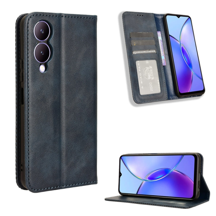 Magnetic Buckle Retro Texture Leather Phone Case, For vivo Y17s 4G, For vivo V29e 5G, For vivo Y27 / Y36 5G / 4G, For vivo Y35+ 5G, For vivo S17 5G / S17 Pro, For vivo S17e, For vivo Y78 Plus, For vivo Y16 / iQOO Z7i, For vivo Y100 5G                  ...