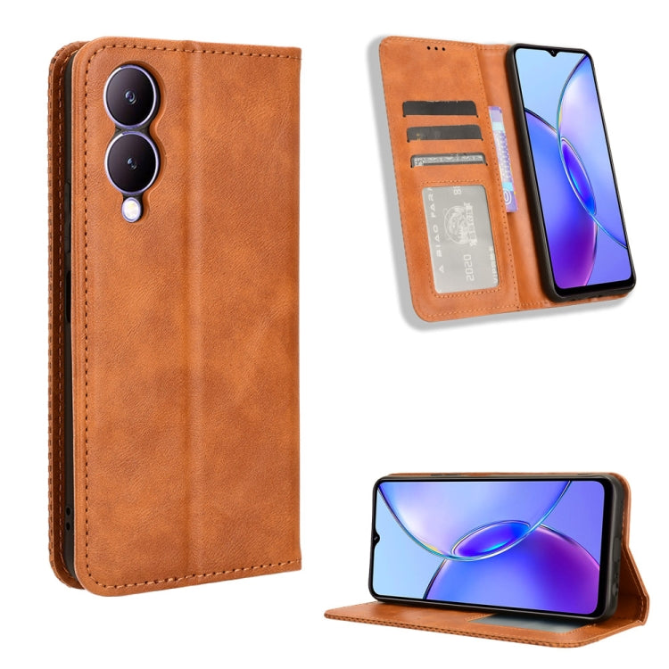 Magnetic Buckle Retro Texture Leather Phone Case, For vivo Y17s 4G, For vivo V29e 5G, For vivo Y27 / Y36 5G / 4G, For vivo Y35+ 5G, For vivo S17 5G / S17 Pro, For vivo S17e, For vivo Y78 Plus, For vivo Y16 / iQOO Z7i, For vivo Y100 5G                  ...