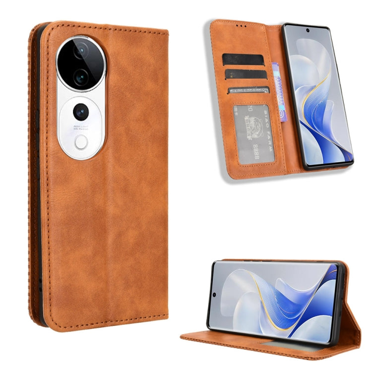 Magnetic Buckle Retro Texture Leather Phone Case, For vivo Y04 4G / Y29s 5G, For vivo V50 5G, For vivo Y19s 4G, For vivo X200 5G, For vivo X200 Pro mini 5G, For vivo X200 Pro 5G, For vivo V40 Lite 4G / 5G IDN, For vivo V40e 5G / iQOO Z9S 5G            ...