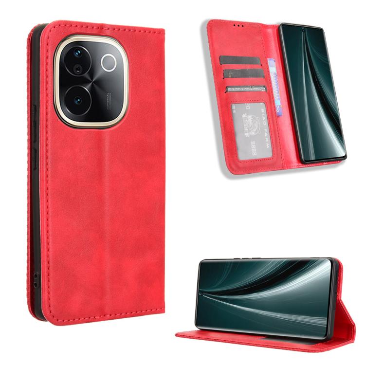 Magnetic Buckle Retro Texture Leather Phone Case, For vivo Y04 4G / Y29s 5G, For vivo V50 5G, For vivo Y19s 4G, For vivo X200 5G, For vivo X200 Pro mini 5G, For vivo X200 Pro 5G, For vivo V40 Lite 4G / 5G IDN, For vivo V40e 5G / iQOO Z9S 5G            ...