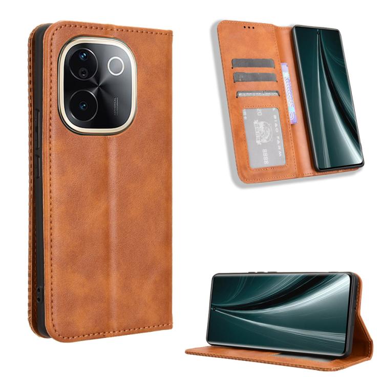 Magnetic Buckle Retro Texture Leather Phone Case, For vivo Y04 4G / Y29s 5G, For vivo V50 5G, For vivo Y19s 4G, For vivo X200 5G, For vivo X200 Pro mini 5G, For vivo X200 Pro 5G, For vivo V40 Lite 4G / 5G IDN, For vivo V40e 5G / iQOO Z9S 5G            ...