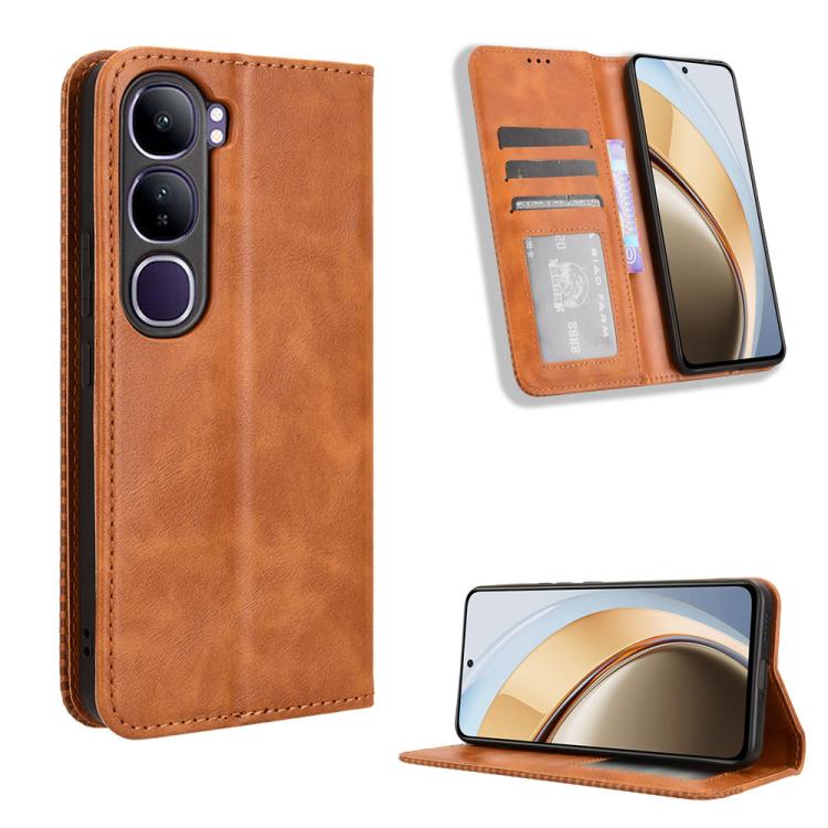 Magnetic Buckle Retro Texture Leather Phone Case, For vivo Y04 4G / Y29s 5G, For vivo V50 5G, For vivo Y19s 4G, For vivo X200 5G, For vivo X200 Pro mini 5G, For vivo X200 Pro 5G, For vivo V40 Lite 4G / 5G IDN, For vivo V40e 5G / iQOO Z9S 5G            ...