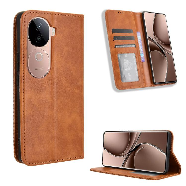 Magnetic Buckle Retro Texture Leather Phone Case, For vivo Y04 4G / Y29s 5G, For vivo V50 5G, For vivo Y19s 4G, For vivo X200 5G, For vivo X200 Pro mini 5G, For vivo X200 Pro 5G, For vivo V40 Lite 4G / 5G IDN, For vivo V40e 5G / iQOO Z9S 5G            ...