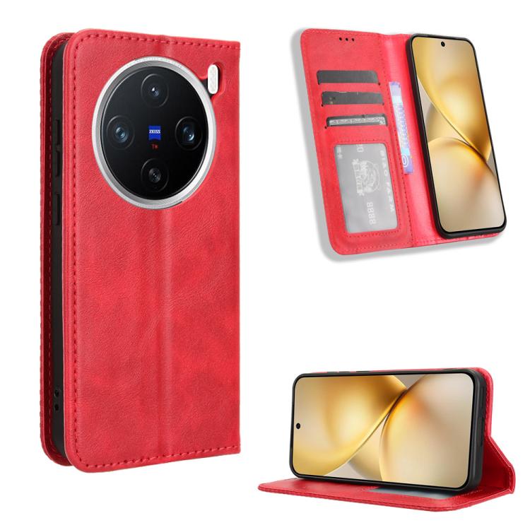 Magnetic Buckle Retro Texture Leather Phone Case, For vivo Y04 4G / Y29s 5G, For vivo V50 5G, For vivo Y19s 4G, For vivo X200 5G, For vivo X200 Pro mini 5G, For vivo X200 Pro 5G, For vivo V40 Lite 4G / 5G IDN, For vivo V40e 5G / iQOO Z9S 5G            ...