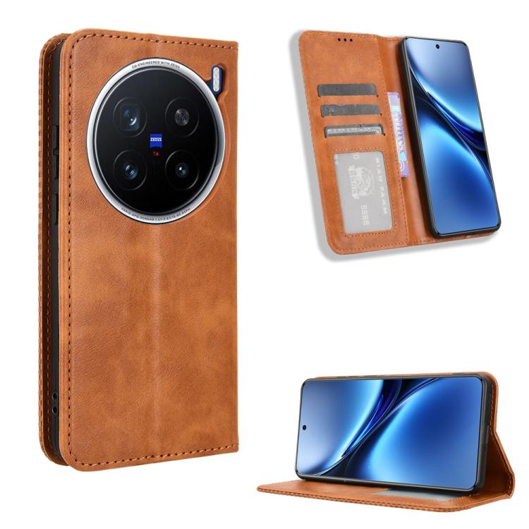 Magnetic Buckle Retro Texture Leather Phone Case, For vivo Y04 4G / Y29s 5G, For vivo V50 5G, For vivo Y19s 4G, For vivo X200 5G, For vivo X200 Pro mini 5G, For vivo X200 Pro 5G, For vivo V40 Lite 4G / 5G IDN, For vivo V40e 5G / iQOO Z9S 5G            ...