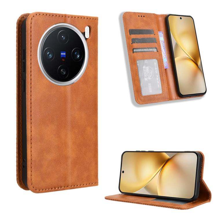 Magnetic Buckle Retro Texture Leather Phone Case, For vivo Y04 4G / Y29s 5G, For vivo V50 5G, For vivo Y19s 4G, For vivo X200 5G, For vivo X200 Pro mini 5G, For vivo X200 Pro 5G, For vivo V40 Lite 4G / 5G IDN, For vivo V40e 5G / iQOO Z9S 5G            ...