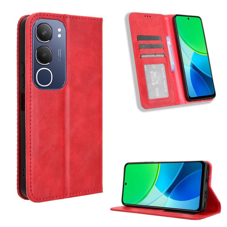 Magnetic Buckle Retro Texture Leather Phone Case, For vivo Y04 4G / Y29s 5G, For vivo V50 5G, For vivo Y19s 4G, For vivo X200 5G, For vivo X200 Pro mini 5G, For vivo X200 Pro 5G, For vivo V40 Lite 4G / 5G IDN, For vivo V40e 5G / iQOO Z9S 5G            ...