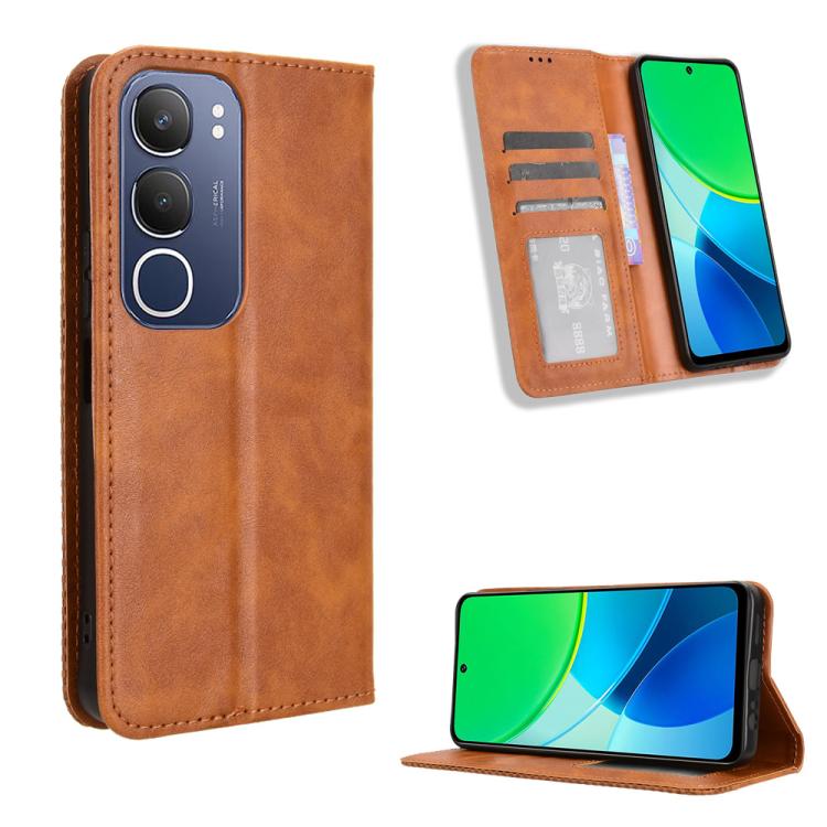 Magnetic Buckle Retro Texture Leather Phone Case, For vivo Y04 4G / Y29s 5G, For vivo V50 5G, For vivo Y19s 4G, For vivo X200 5G, For vivo X200 Pro mini 5G, For vivo X200 Pro 5G, For vivo V40 Lite 4G / 5G IDN, For vivo V40e 5G / iQOO Z9S 5G            ...