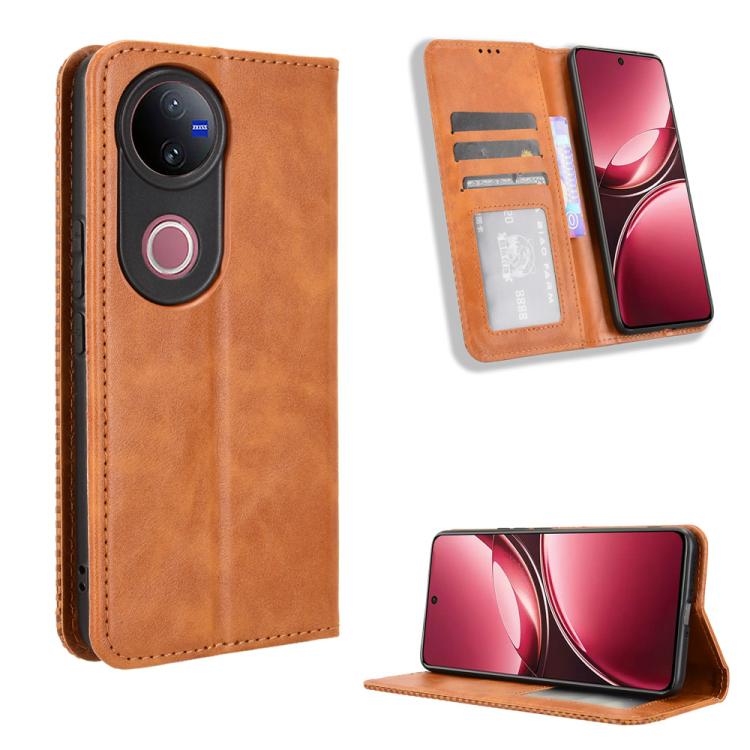 Magnetic Buckle Retro Texture Leather Phone Case, For vivo Y04 4G / Y29s 5G, For vivo V50 5G, For vivo Y19s 4G, For vivo X200 5G, For vivo X200 Pro mini 5G, For vivo X200 Pro 5G, For vivo V40 Lite 4G / 5G IDN, For vivo V40e 5G / iQOO Z9S 5G            ...