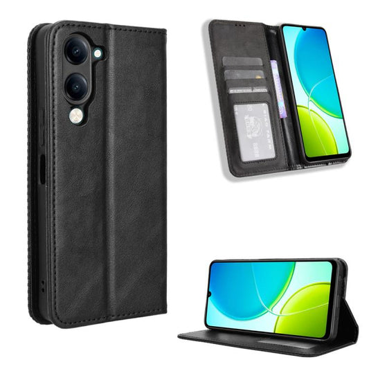 Magnetic Buckle Retro Texture Leather Phone Case, For vivo Y04 4G / Y29s 5G, For vivo V50 5G, For vivo Y19s 4G, For vivo X200 5G, For vivo X200 Pro mini 5G, For vivo X200 Pro 5G, For vivo V40 Lite 4G / 5G IDN, For vivo V40e 5G / iQOO Z9S 5G            ...