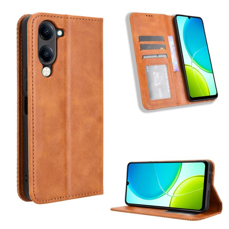 Magnetic Buckle Retro Texture Leather Phone Case, For vivo Y04 4G / Y29s 5G, For vivo V50 5G, For vivo Y19s 4G, For vivo X200 5G, For vivo X200 Pro mini 5G, For vivo X200 Pro 5G, For vivo V40 Lite 4G / 5G IDN, For vivo V40e 5G / iQOO Z9S 5G            ...