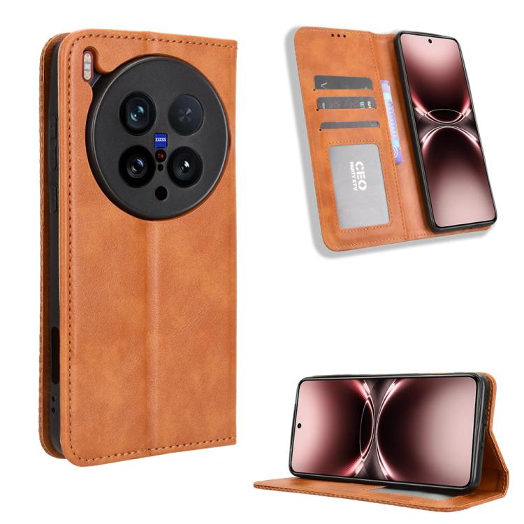 Magnetic Buckle Retro Texture Leather Phone Case