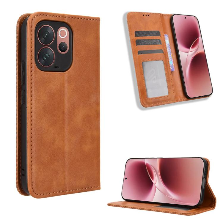 Magnetic Buckle Retro Texture Leather Phone Case, For vivo S50 Pro mini / X300 FE 5G Russia, For vivo Y600 Pro 5G, For vivo T5 Pro 5G / iQOO Z11 5G, For vivo Y21 5G / Y05 4G, For vivo V70 FE 5G, For vivo V70 5G / V70 Elite 5G                           ...