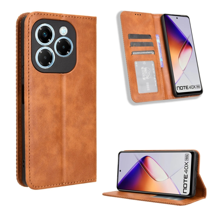 Magnetic Buckle Retro Texture Leather Phone Case, For Infinix Note 40X 5G X6838, For Infinix Note 40 5G X6852, For Infinix GT 20 Pro 5G X6871, For Infinix Note 40 Pro 4G, For Infinix Note 40 Pro 5G, For Infinix Note 40 4G, For Infinix Hot 40 4G        ...