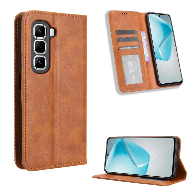 Magnetic Buckle Retro Texture Leather Phone Case, For Infinix Smart 10 / Tecno Pop 10 4G, For Infinix Hot 60i 5G / Tecno Spark Go 5G, For Infinix Hot 60i 4G / Hot 60 5G, For Infinix Hot 60 Pro+ 4G, For Infinix Hot 60 Pro 4G, For Infinix Smart 10 Plus 4...