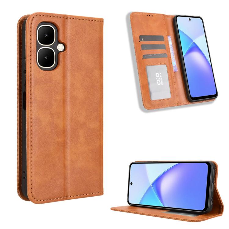 Magnetic Buckle Retro Texture Leather Phone Case, For Infinix Smart 10 / Tecno Pop 10 4G, For Infinix Hot 60i 5G / Tecno Spark Go 5G, For Infinix Hot 60i 4G / Hot 60 5G, For Infinix Hot 60 Pro+ 4G, For Infinix Hot 60 Pro 4G, For Infinix Smart 10 Plus 4...