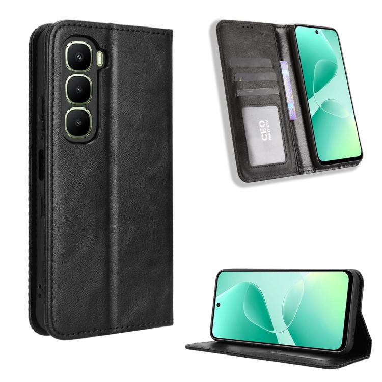 Magnetic Buckle Retro Texture Leather Phone Case, For Infinix Smart 10 / Tecno Pop 10 4G, For Infinix Hot 60i 5G / Tecno Spark Go 5G, For Infinix Hot 60i 4G / Hot 60 5G, For Infinix Hot 60 Pro+ 4G, For Infinix Hot 60 Pro 4G, For Infinix Smart 10 Plus 4...