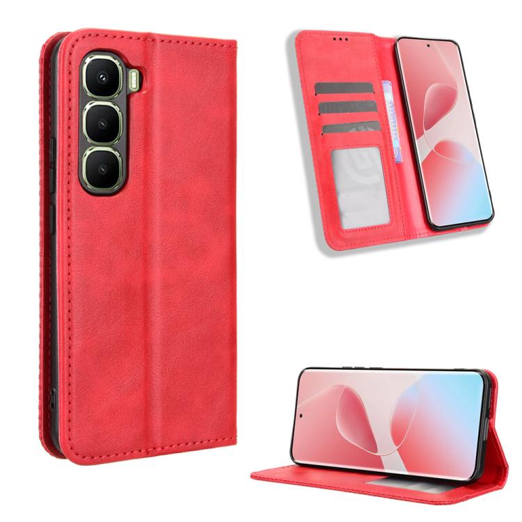 Magnetic Buckle Retro Texture Leather Phone Case, For Infinix Smart 10 / Tecno Pop 10 4G, For Infinix Hot 60i 5G / Tecno Spark Go 5G, For Infinix Hot 60i 4G / Hot 60 5G, For Infinix Hot 60 Pro+ 4G, For Infinix Hot 60 Pro 4G, For Infinix Smart 10 Plus 4...