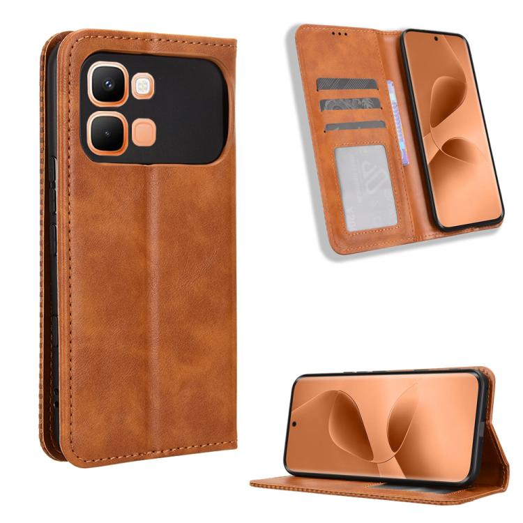 Magnetic Buckle Retro Texture Leather Phone Case, For Infinix GT 50 Pro 5G, For Infinix Hot 70 4G, For Infinix Note 60 Ultra 5G, For Infinix Note Edge 5G, For Infinix Smart 20 4G, For Infinix Note 60 / 60 Pro 5G, For Infinix Hot 60i 5G / Tecno Spark Go...