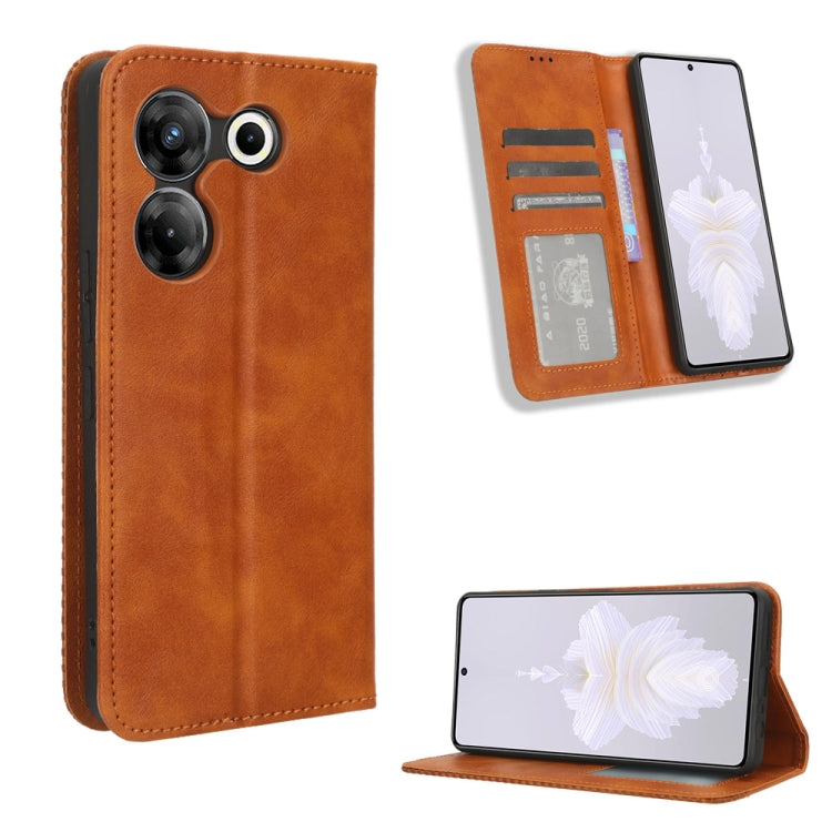 Magnetic Buckle Retro Texture Leather Phone Case, For Tecno Camon 20 Pro 5G, For Tecno Camon 20 Pro