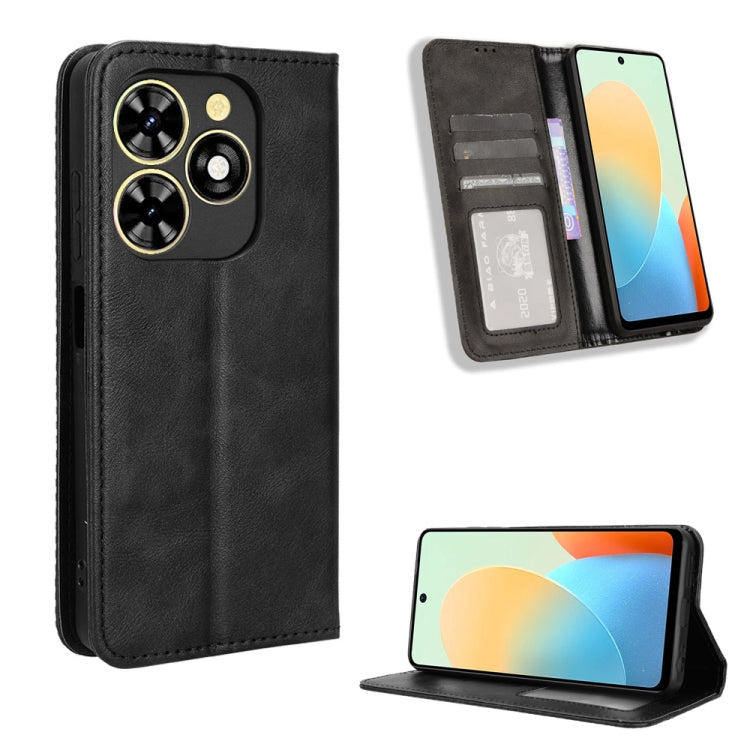 Magnetic Buckle Retro Texture Leather Phone Case, For Tecno Camon 30 Pro 5G, For Tecno Camon 30 5G / 4G, For Tecno Pova 6 Pro 5G, For Tecno Spark 20 Pro+ 4G, For Tecno Spark 20 Pro 4G, For Tecno Spark Go 2024, For Tecno Spark 20 4G                     ...