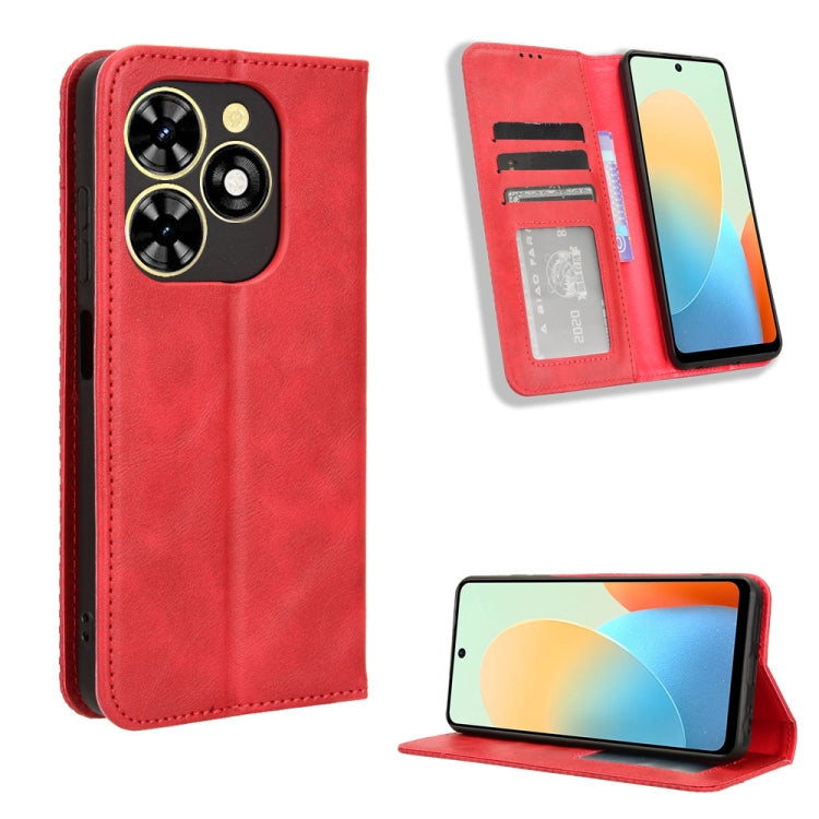 Magnetic Buckle Retro Texture Leather Phone Case, For Tecno Camon 30 Pro 5G, For Tecno Camon 30 5G / 4G, For Tecno Pova 6 Pro 5G, For Tecno Spark 20 Pro+ 4G, For Tecno Spark 20 Pro 4G, For Tecno Spark Go 2024, For Tecno Spark 20 4G                     ...