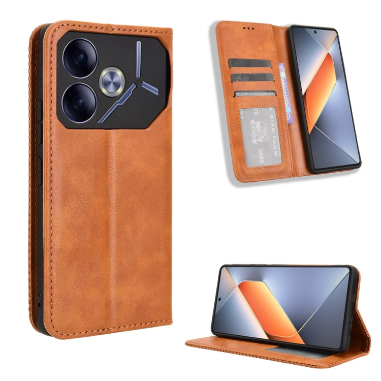 Magnetic Buckle Retro Texture Leather Phone Case, For Tecno Pova 6 4G, For Tecno Camon 30 Pro 5G, For Tecno Camon 30 5G / 4G, For Tecno Pova 6 Pro 5G, For Tecno Spark 20 Pro+ 4G, For Tecno Spark 20 Pro 4G, For Tecno Spark Go 2024, For Tecno Spark 20 4G...
