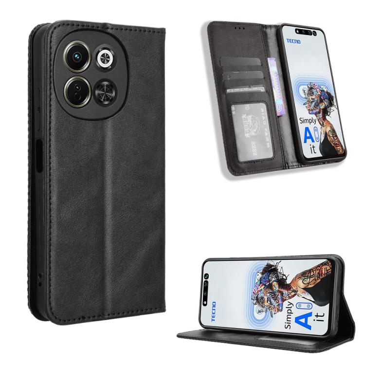 Magnetic Buckle Retro Texture Leather Phone Case, For Tecno Camon 40 Pro 4G / 5G, For Tecno Camon 40 Premier 5G, For Tecno Camon 40 4G, For Tecno Camon 30S 4G / 30S Pro 4G, For Tecno Pova 6 Neo 5G / Spark 30 5G, For Tecno Spark 30 Pro 4G               ...