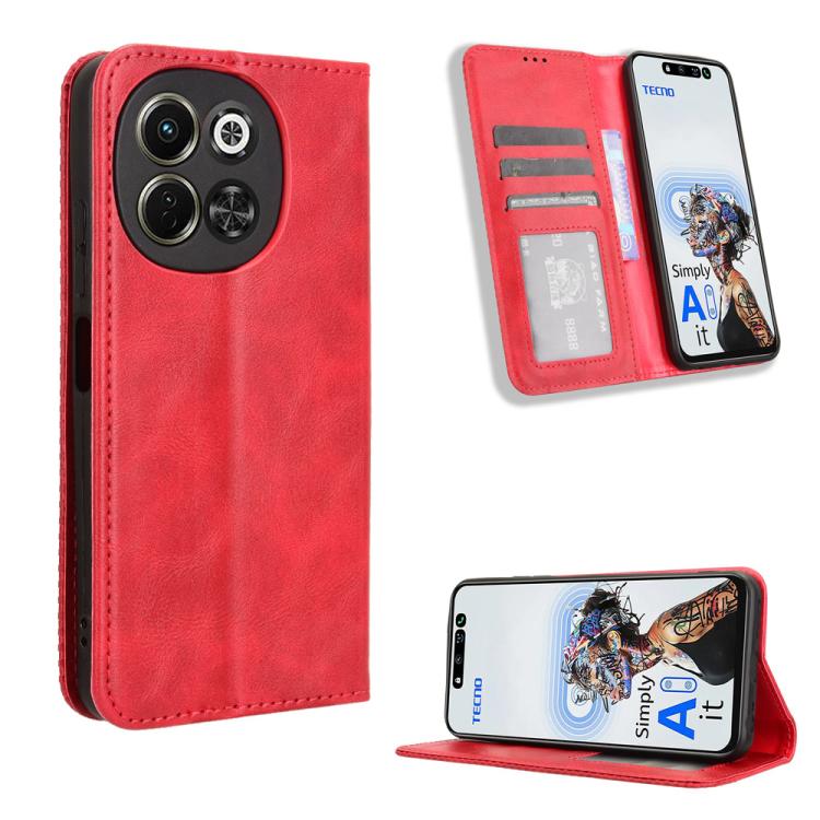 Magnetic Buckle Retro Texture Leather Phone Case, For Tecno Camon 40 Pro 4G / 5G, For Tecno Camon 40 Premier 5G, For Tecno Camon 40 4G, For Tecno Camon 30S 4G / 30S Pro 4G, For Tecno Pova 6 Neo 5G / Spark 30 5G, For Tecno Spark 30 Pro 4G               ...