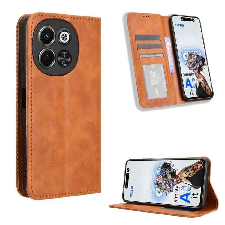 Magnetic Buckle Retro Texture Leather Phone Case, For Tecno Camon 40 Premier 5G, For Tecno Camon 40 4G, For Tecno Camon 30S 4G / 30S Pro 4G, For Tecno Pova 6 Neo 5G / Spark 30 5G, For Tecno Spark 30 Pro 4G, For Tecno Spark 30 4G                        ...