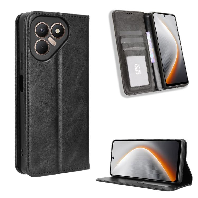 Magnetic Buckle Retro Texture Leather Phone Case, For Tecno Spark 40 4G, For Tecno Pova 7 Ultra 5G, For Tecno Pova 7 4G, For Tecno Spark Go 2 4G, For Tecno Pova Curve 5G, For Tecno Camon 40 Pro 4G / 5G, For Tecno Camon 40 Premier 5G, For Tecno Camon 40...