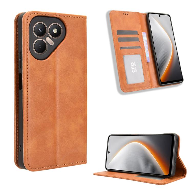 Magnetic Buckle Retro Texture Leather Phone Case, For Tecno Spark 40 4G, For Tecno Pova 7 Ultra 5G, For Tecno Pova 7 4G, For Tecno Spark Go 2 4G, For Tecno Pova Curve 5G, For Tecno Camon 40 Pro 4G / 5G, For Tecno Camon 40 Premier 5G, For Tecno Camon 40...