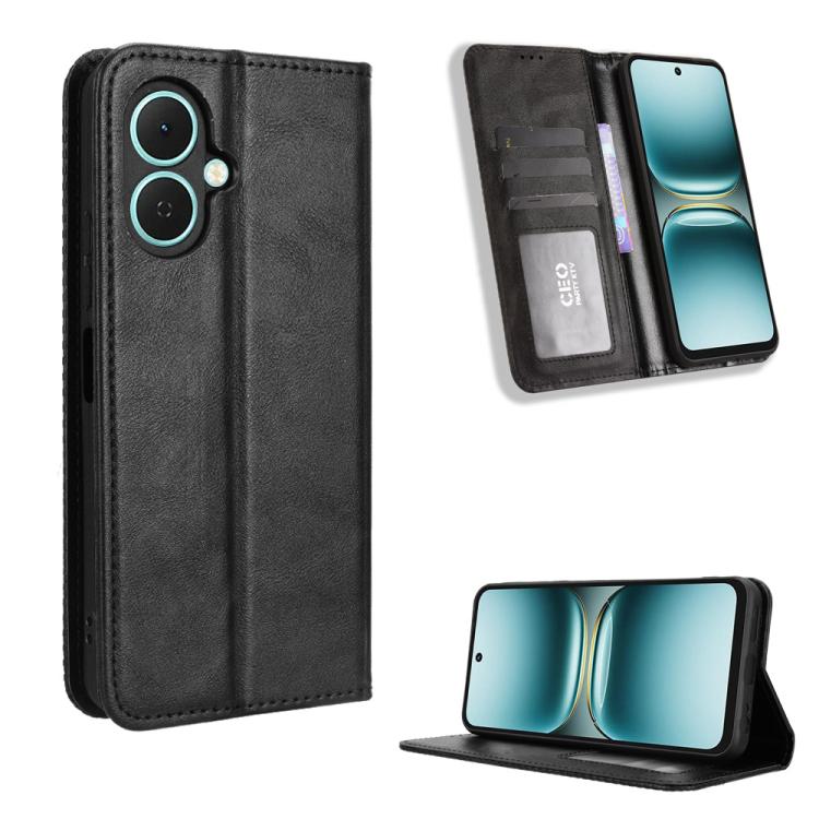Magnetic Buckle Retro Texture Leather Phone Case, For Tecno Spark Slim, For Tecno Spark 40C, For Tecno Pova 7 Pro 5G, For Tecno Pova 7 5G, For Tecno Spark 40 Pro+ 4G, For Tecno Spark 40 Pro 4G, For Tecno Spark 40 4G, For Tecno Pova 7 Ultra 5G          ...