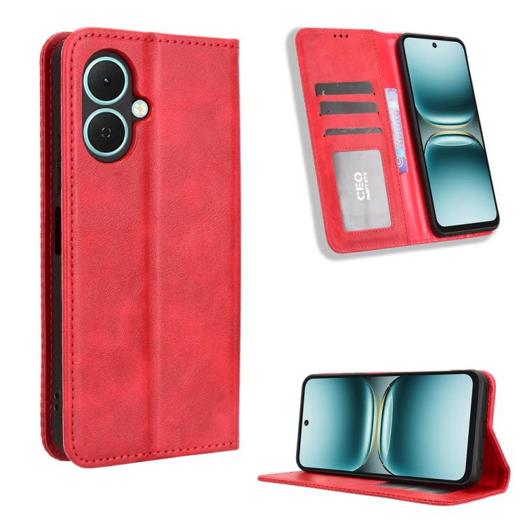 Magnetic Buckle Retro Texture Leather Phone Case, For Tecno Spark 40 4G, For Tecno Pova 7 Ultra 5G, For Tecno Pova 7 4G, For Tecno Spark Go 2 4G, For Tecno Pova Curve 5G, For Tecno Camon 40 Pro 4G / 5G, For Tecno Camon 40 Premier 5G, For Tecno Camon 40...