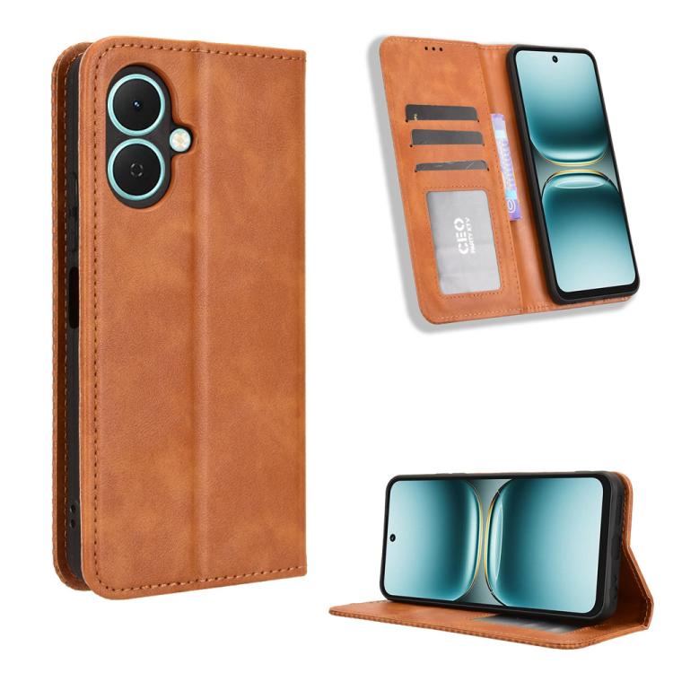 Magnetic Buckle Retro Texture Leather Phone Case, For Tecno Spark 40 4G, For Tecno Pova 7 Ultra 5G, For Tecno Pova 7 4G, For Tecno Spark Go 2 4G, For Tecno Pova Curve 5G, For Tecno Camon 40 Pro 4G / 5G, For Tecno Camon 40 Premier 5G, For Tecno Camon 40...