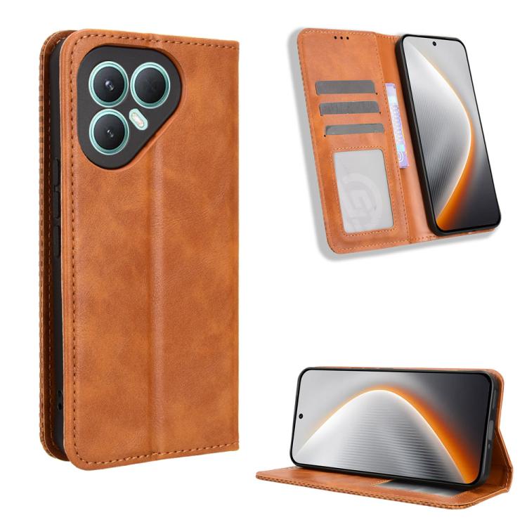 Magnetic Buckle Retro Texture Leather Phone Case, For Tecno Spark 40 4G, For Tecno Pova 7 Ultra 5G, For Tecno Pova 7 4G, For Tecno Spark Go 2 4G, For Tecno Pova Curve 5G, For Tecno Camon 40 Pro 4G / 5G, For Tecno Camon 40 Premier 5G, For Tecno Camon 40...