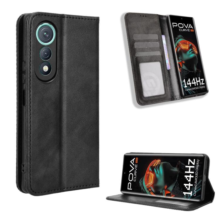 Magnetic Buckle Retro Texture Leather Phone Case, For Tecno Spark 40 4G, For Tecno Pova 7 Ultra 5G, For Tecno Pova 7 4G, For Tecno Spark Go 2 4G, For Tecno Pova Curve 5G, For Tecno Camon 40 Pro 4G / 5G, For Tecno Camon 40 Premier 5G, For Tecno Camon 40...