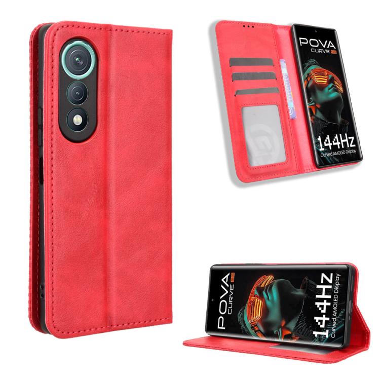 Magnetic Buckle Retro Texture Leather Phone Case, For Tecno Spark 40 4G, For Tecno Pova 7 Ultra 5G, For Tecno Pova 7 4G, For Tecno Spark Go 2 4G, For Tecno Pova Curve 5G, For Tecno Camon 40 Pro 4G / 5G, For Tecno Camon 40 Premier 5G, For Tecno Camon 40...