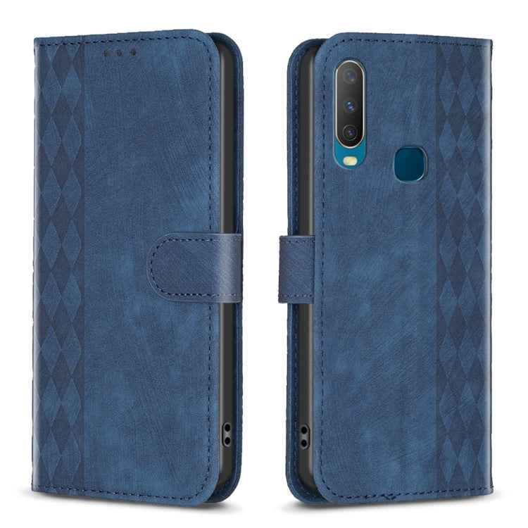 Plaid Embossed Leather Phone Case, For vivo Y11 / Y15 / Y12 / Y17, For vivo Y20, For vivo Y21 / Y21s / Y31s, For vivo Y35 4G / Y22s