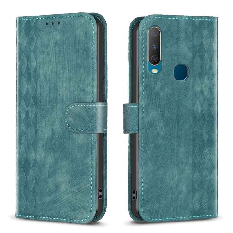 Plaid Embossed Leather Phone Case, For vivo Y11 / Y15 / Y12 / Y17, For vivo Y20, For vivo Y21 / Y21s / Y31s, For vivo Y35 4G / Y22s