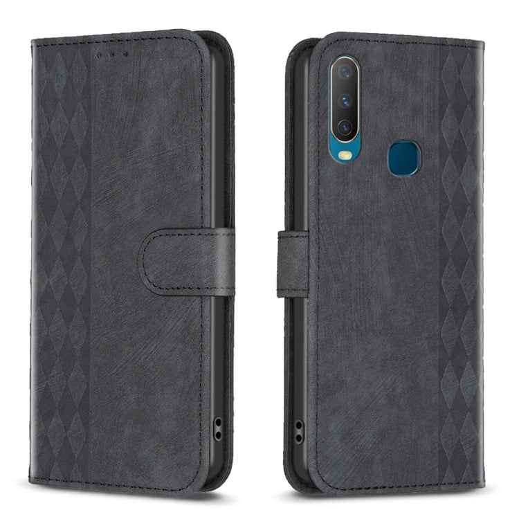 Plaid Embossed Leather Phone Case, For vivo Y11 / Y15 / Y12 / Y17, For vivo Y20, For vivo Y21 / Y21s / Y31s, For vivo Y35 4G / Y22s