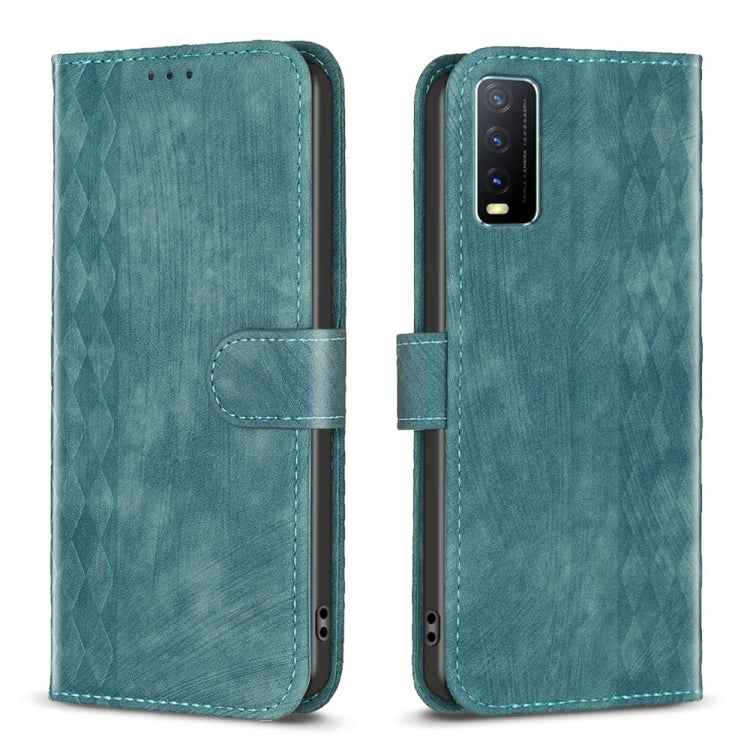 Plaid Embossed Leather Phone Case, For vivo Y11 / Y15 / Y12 / Y17, For vivo Y20, For vivo Y21 / Y21s / Y31s, For vivo Y35 4G / Y22s