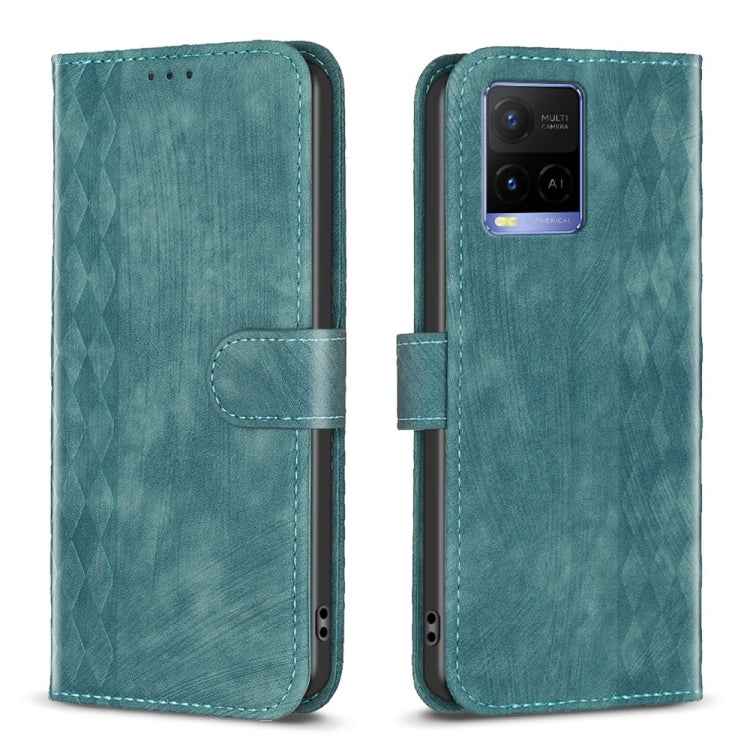 Plaid Embossed Leather Phone Case, For vivo Y11 / Y15 / Y12 / Y17, For vivo Y20, For vivo Y21 / Y21s / Y31s, For vivo Y35 4G / Y22s