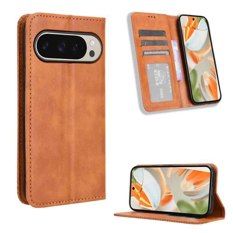 Magnetic Buckle Retro Texture Leather Phone Case, For Google Pixel 10 Pro XL, For Google Pixel 10 Pro / 10, For Google Pixel 9a, For Google Pixel 9 Pro, For Google Pixel 9, For Google Pixel 8a, For Google Pixel 8 Pro, For Google Pixel 8