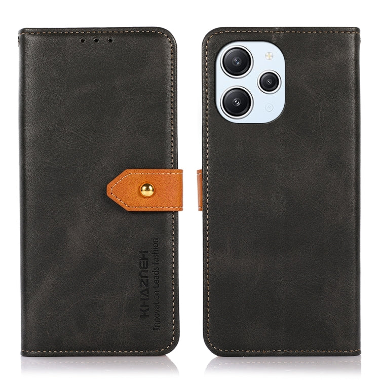 KHAZNEH Dual-color Cowhide Texture Flip Leather Phone Case, For Xiaomi Redmi 12 4G, For Xiaomi Redmi Note 12S 4G