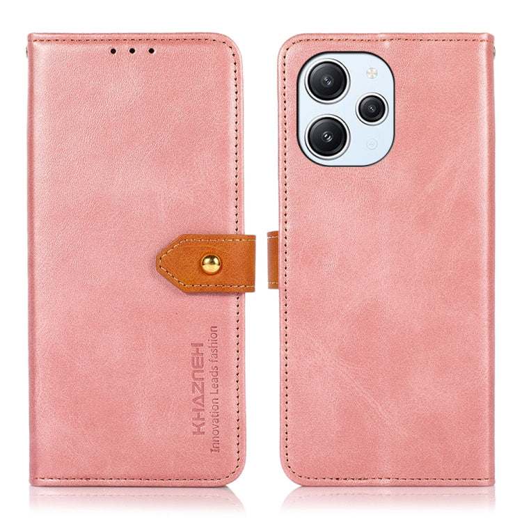 KHAZNEH Dual-color Cowhide Texture Flip Leather Phone Case, For Xiaomi Redmi 12 4G, For Xiaomi Redmi Note 12S 4G